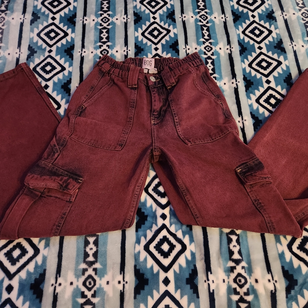 Emo Grunge Burgundy Cargo Pants